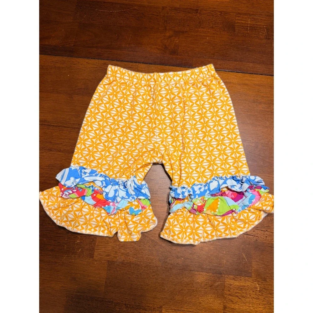 Counting Daisies Girls Pant Set 12M Multicolor Floral Ruffle Lace Cotton
